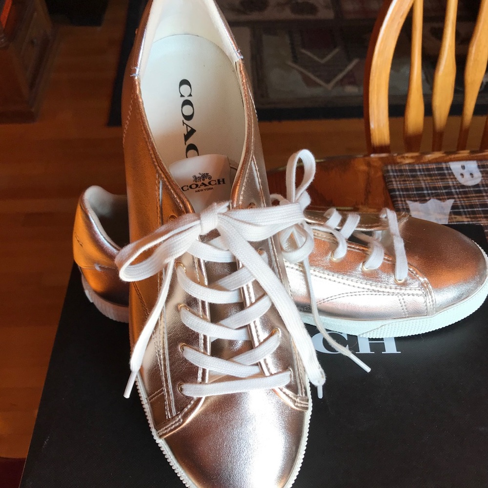 NIB Coach Champagne Metallic Sneakers